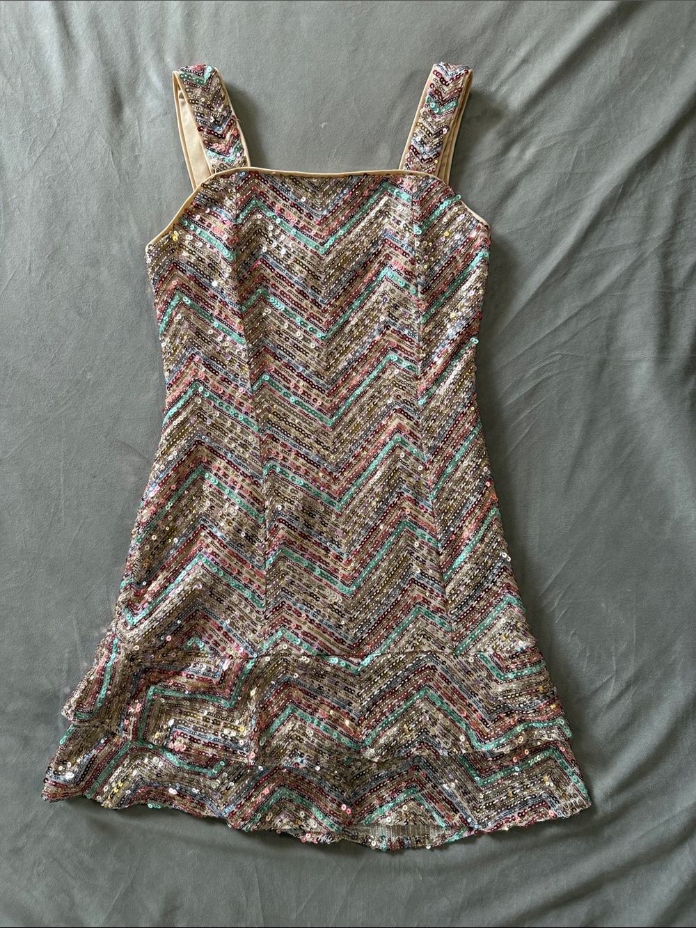 Sequin Chevron Mini Dress. Brand Allison + Kelly. Size 14. Dillards